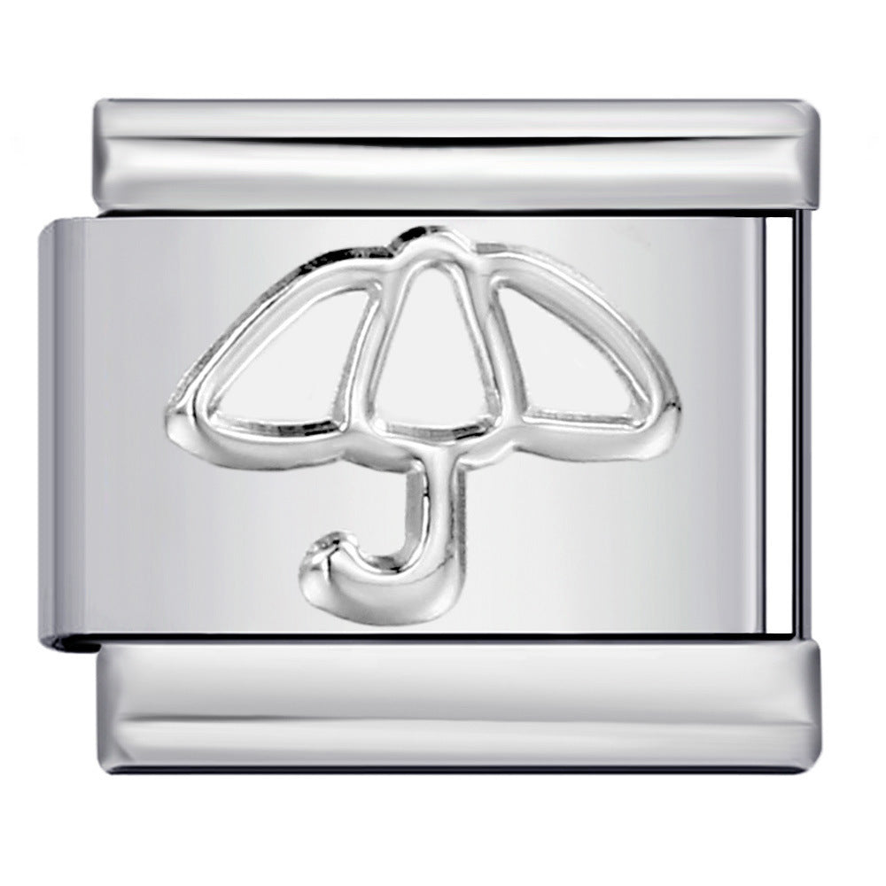 Wholesale  Italian modular  Convex silver stamped pattern DIY titanium steel bracelet