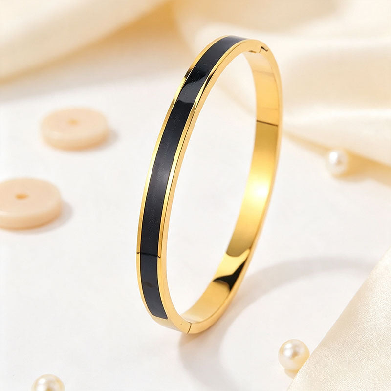 Wholesale Pink Enamel Drip Titanium Steel Bracelet Gold Tone Fashion Accessory Gift