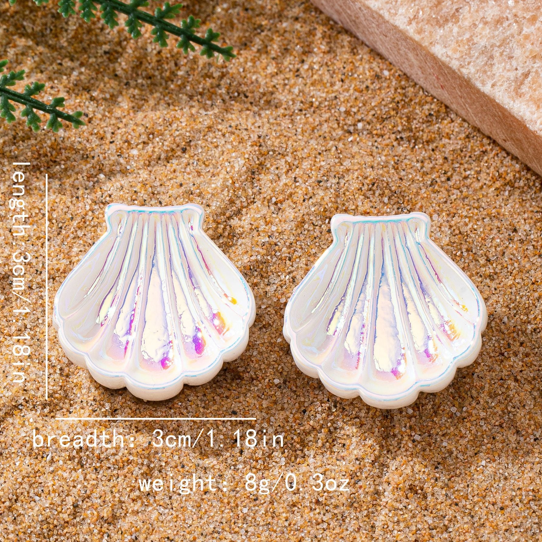 Wholesale Acrylic Electroplated Shell Flower Earrings For Women Blue Stylish Beach Vacation Jewelry