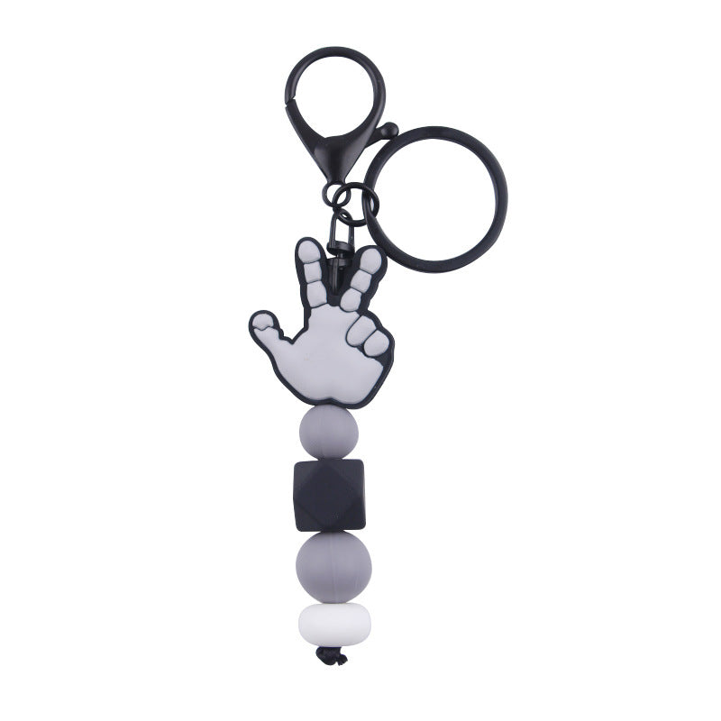 Wholesale Cartoon Palm Silicone Beaded Keychain ACC-KC-GuangTian074