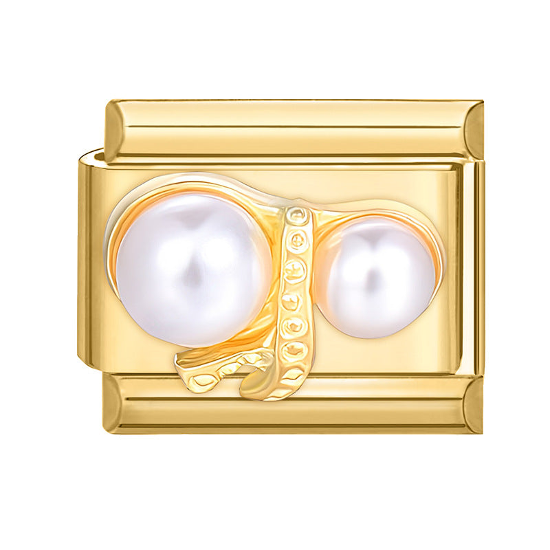 Wholesale Italian Beaded Bracelet 9mm DIY Splicing Removable Gold Bottom Diamond Pendant Series Stainless Steel Combinable Bracelet