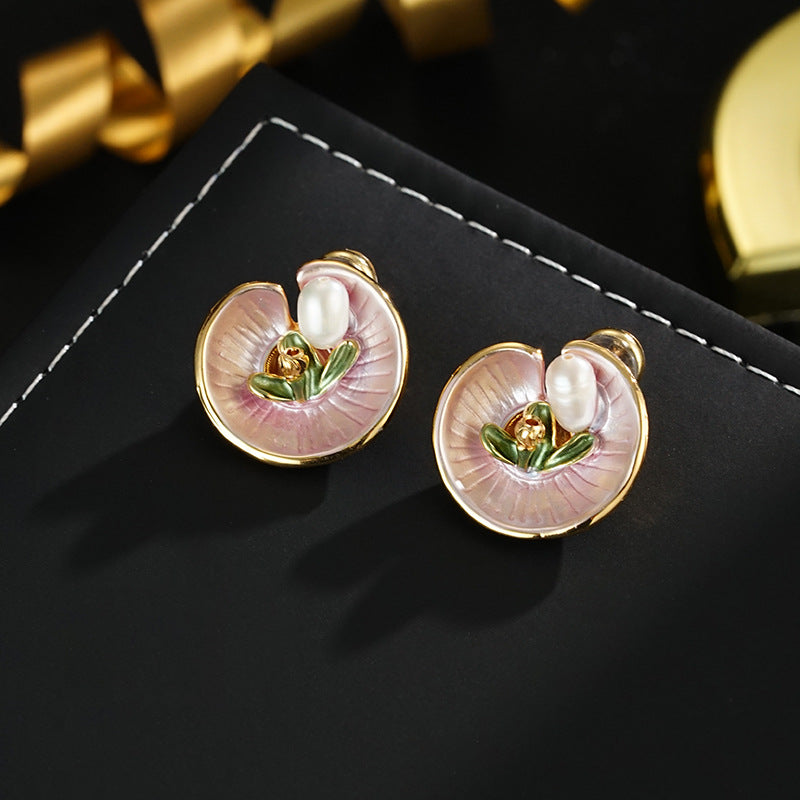 Wholesale Natural Pearl Earrings Flower Earrings