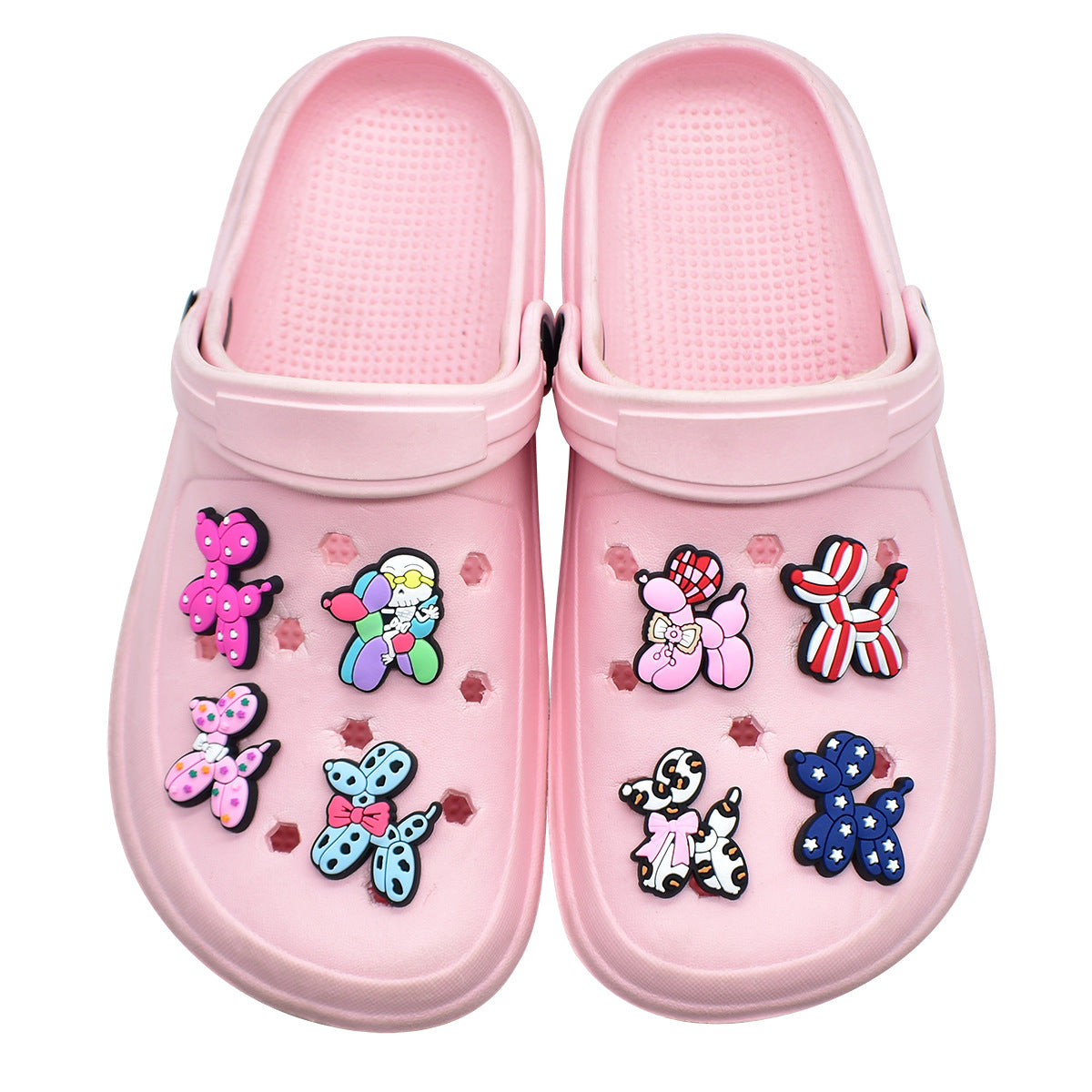 Wholesale Random 100pcs Cartoon Balloon Dog Series  PVC Soft Rubber Shoe Buckle Decoration