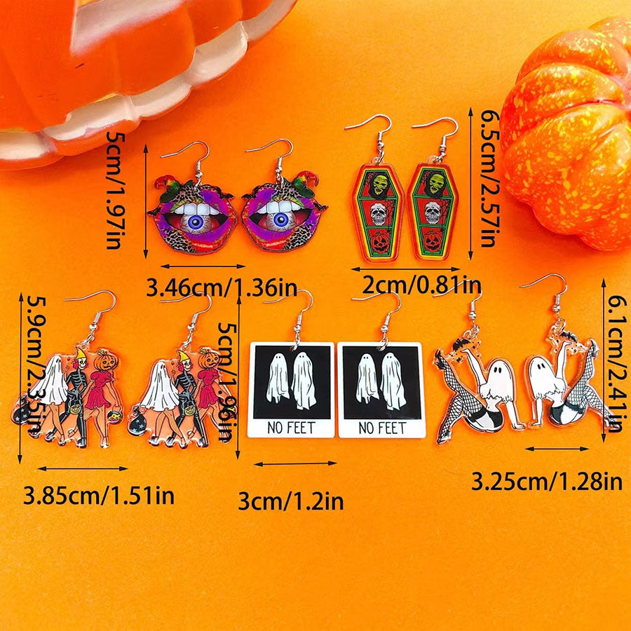 Wholesale Halloween Cartoon Pumpkin Ghost Acrylic Earrings ACC-ES-Xizhao011