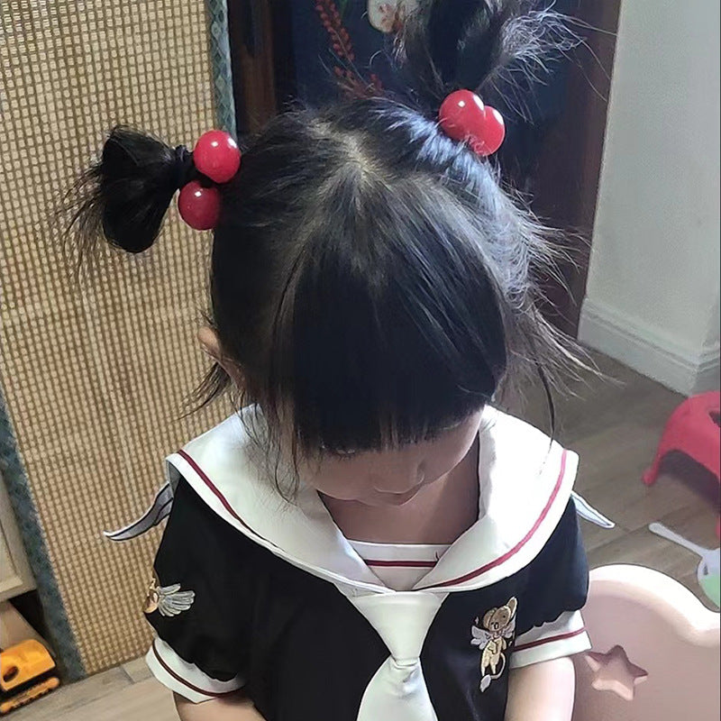 Wholesale red bead cherry blossom hair tie