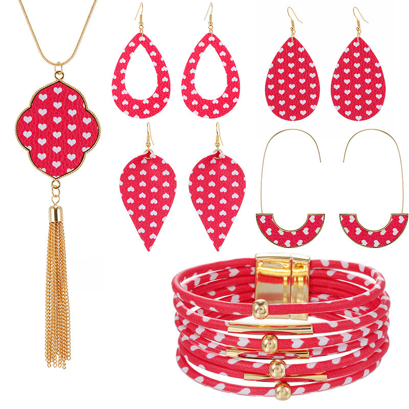 Wholesale Valentine's Day pink heart series earrings necklaces jewelry