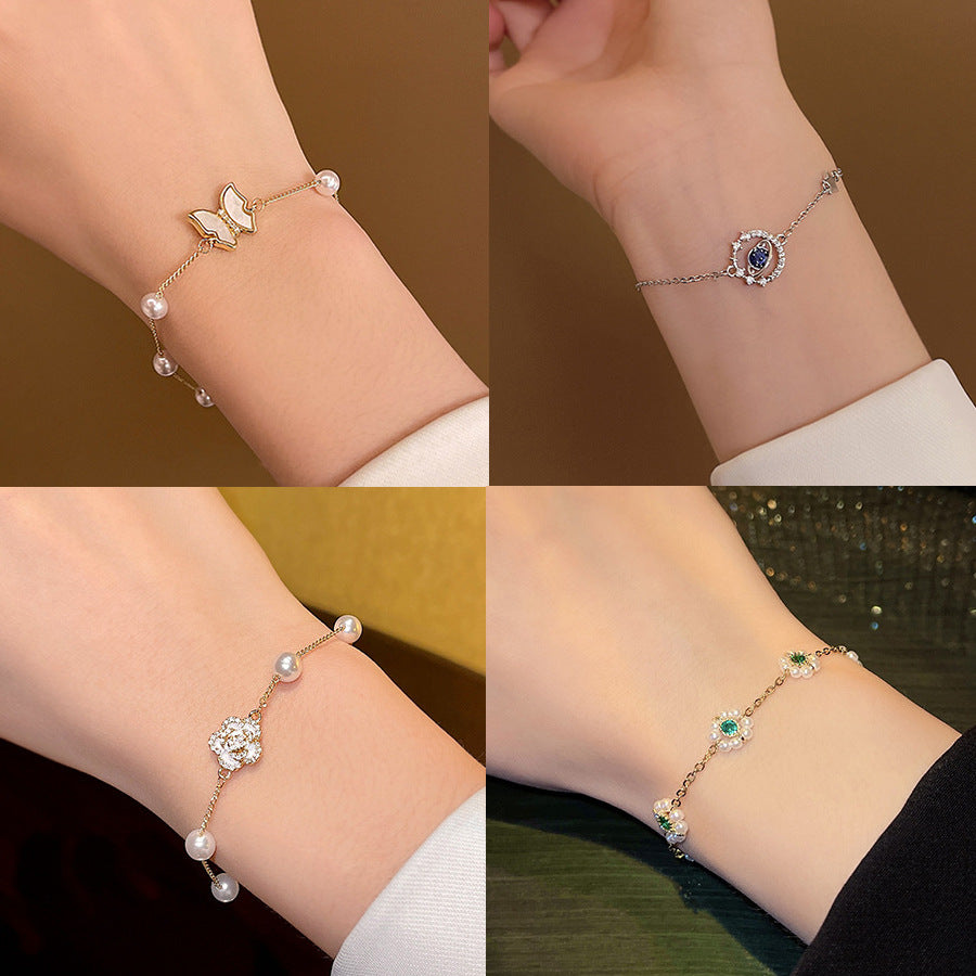 Wholesale Bow Butterfly Titanium Steel Diamond Bracelet Bow Bracelets Butterfly Bracelets ACC-BT-LvSha001