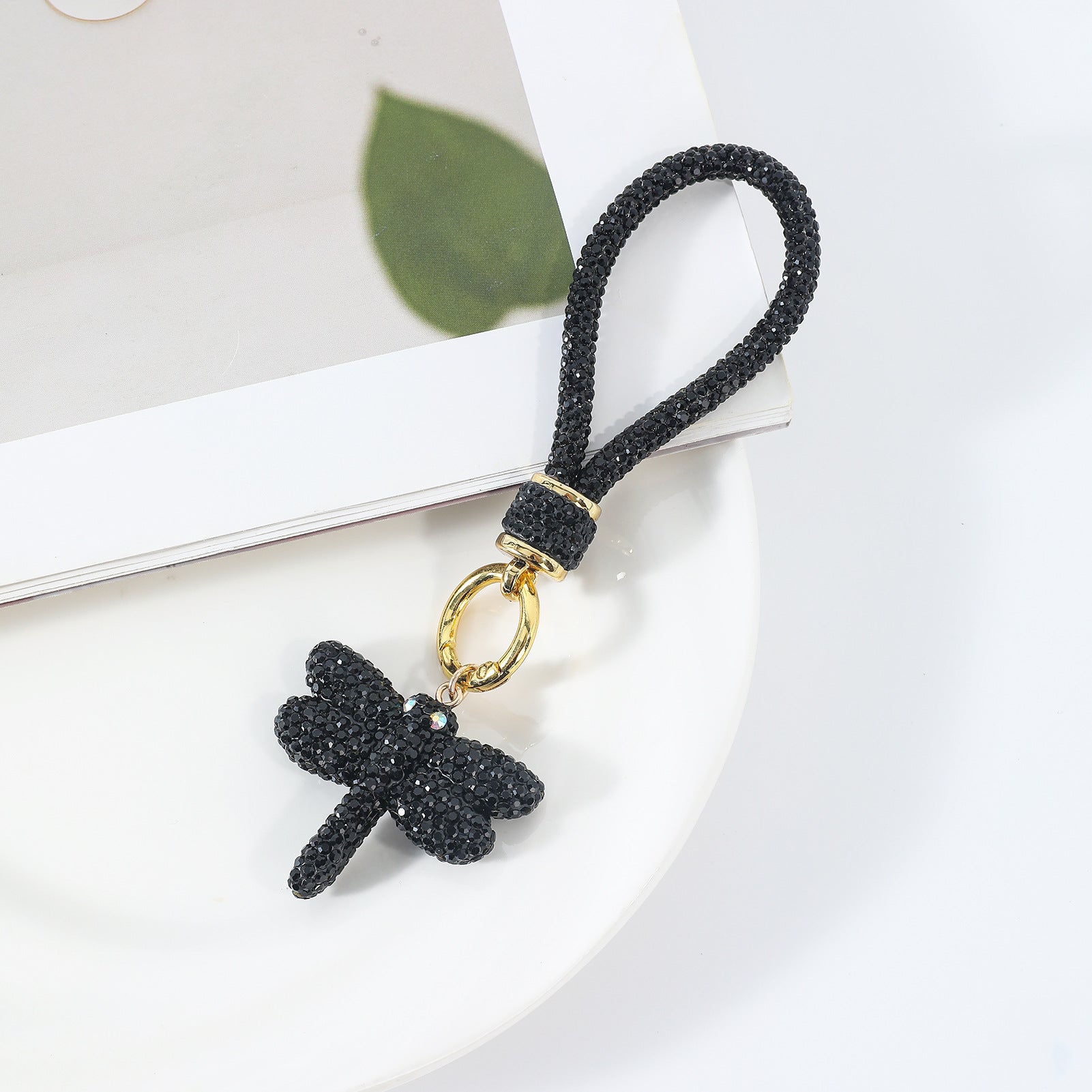 Wholesale ceramic rhinestone-encrusted keychain