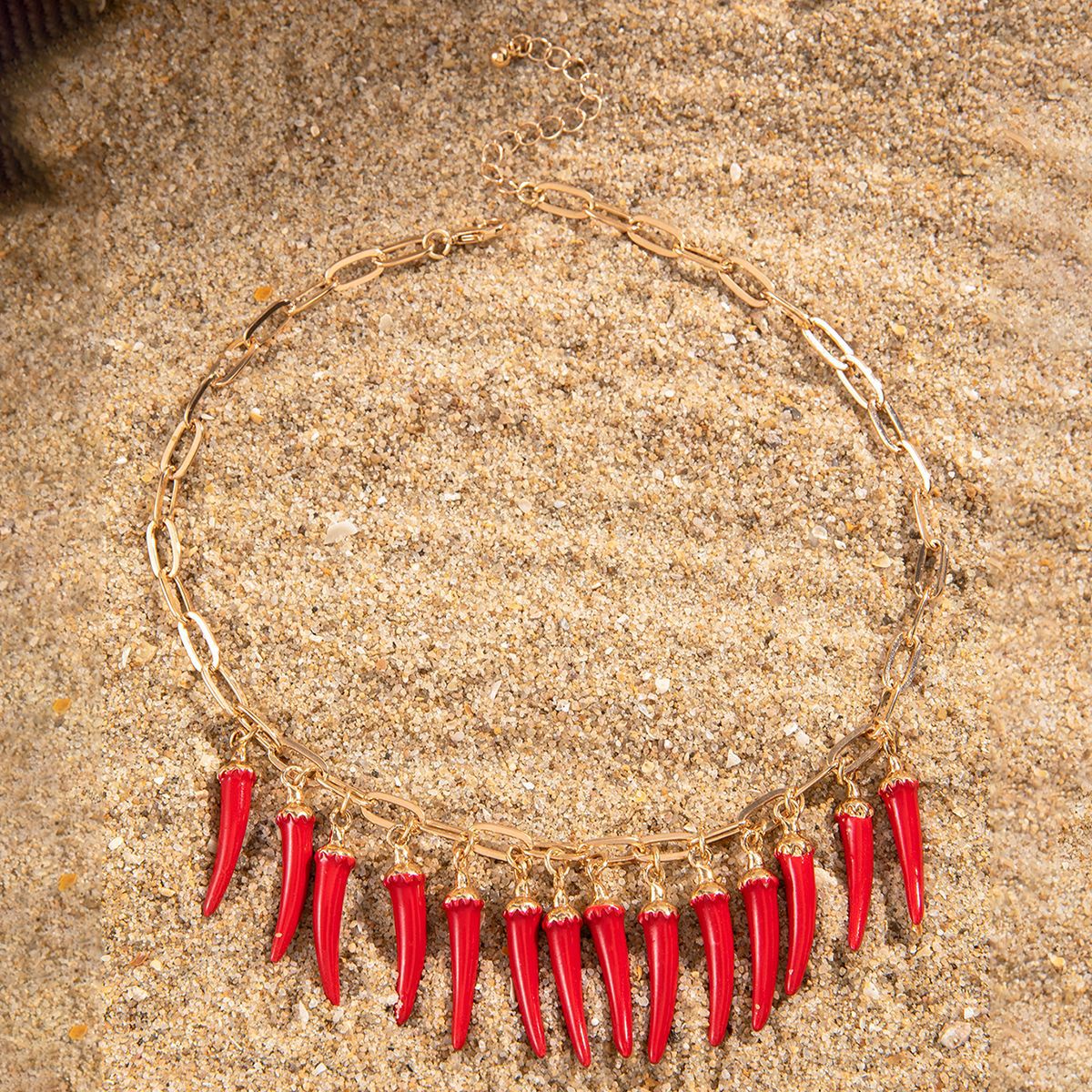 Wholesale  creative red pepper pendant alloy hollow metal necklace