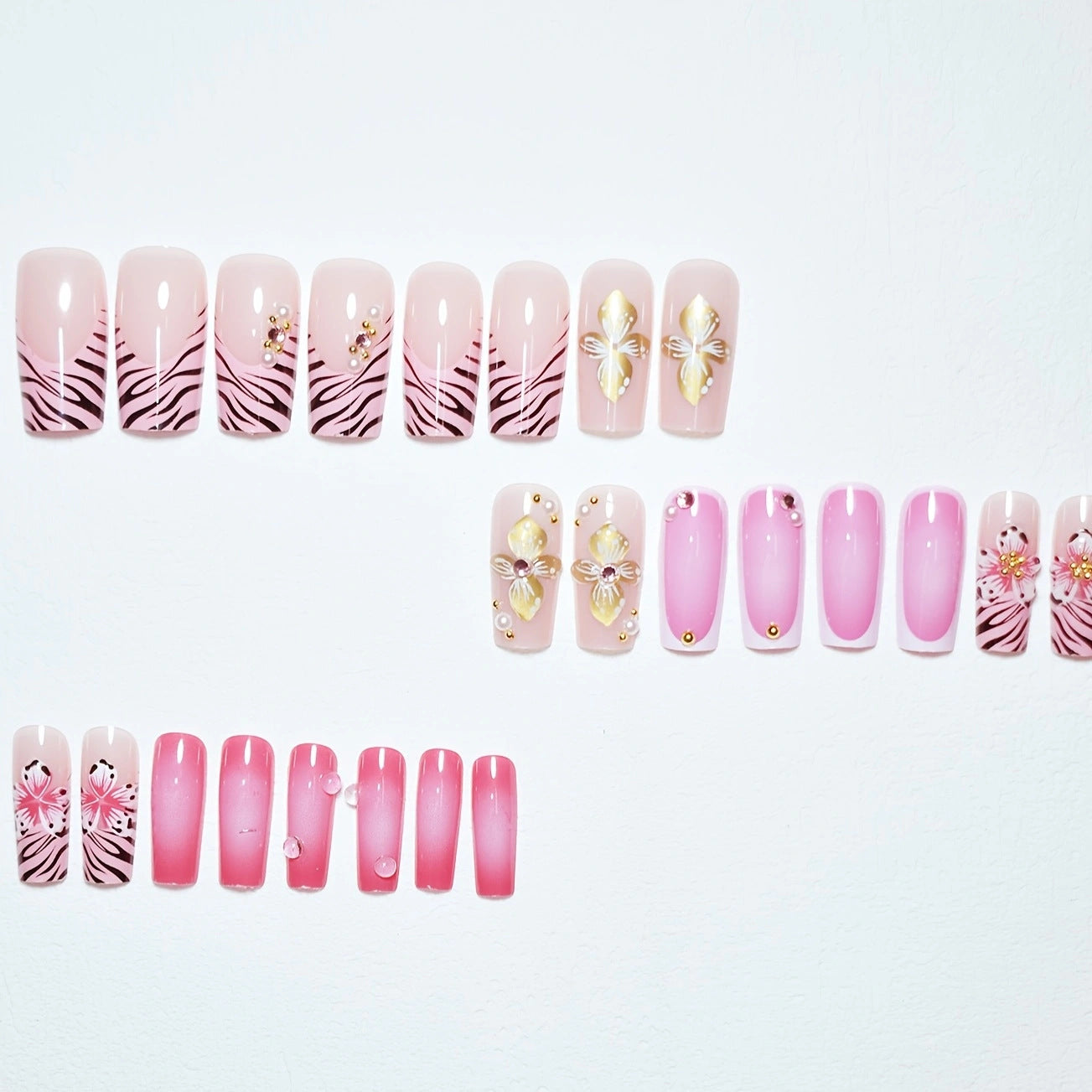 Wholesale 24 Pieces/box Leopard Flower Nails Kits Nail Stickers