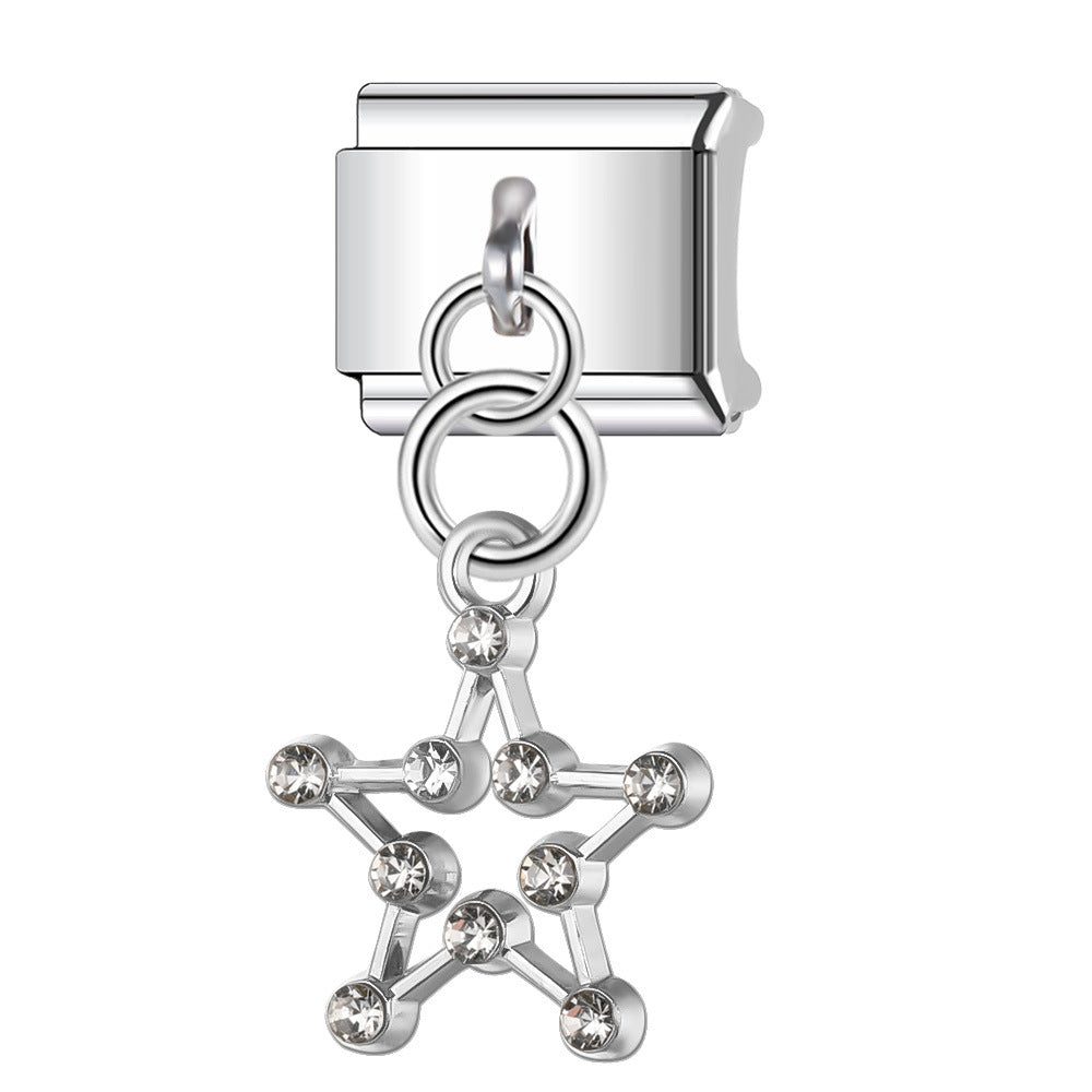 Wholesale Italian Charm Bracelet 9mm DIY Splicing Star Moon Series Stainless Steel Composable Bracelet