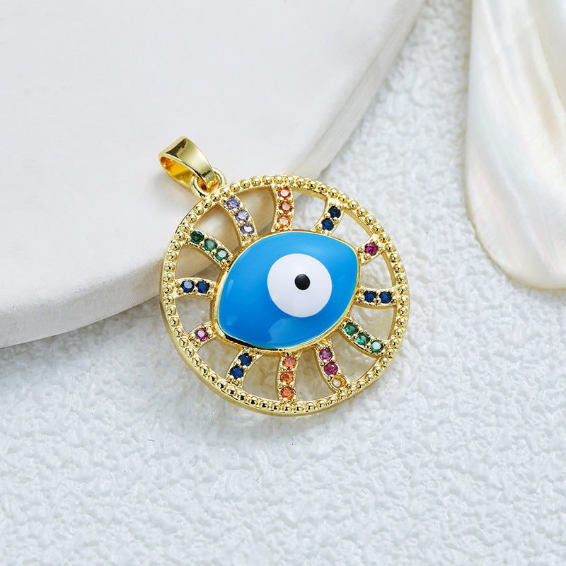Wholesale Gold Plated Copper Eye Pendant Necklace with Zircon - Trendy Jewelry Accessory for Women