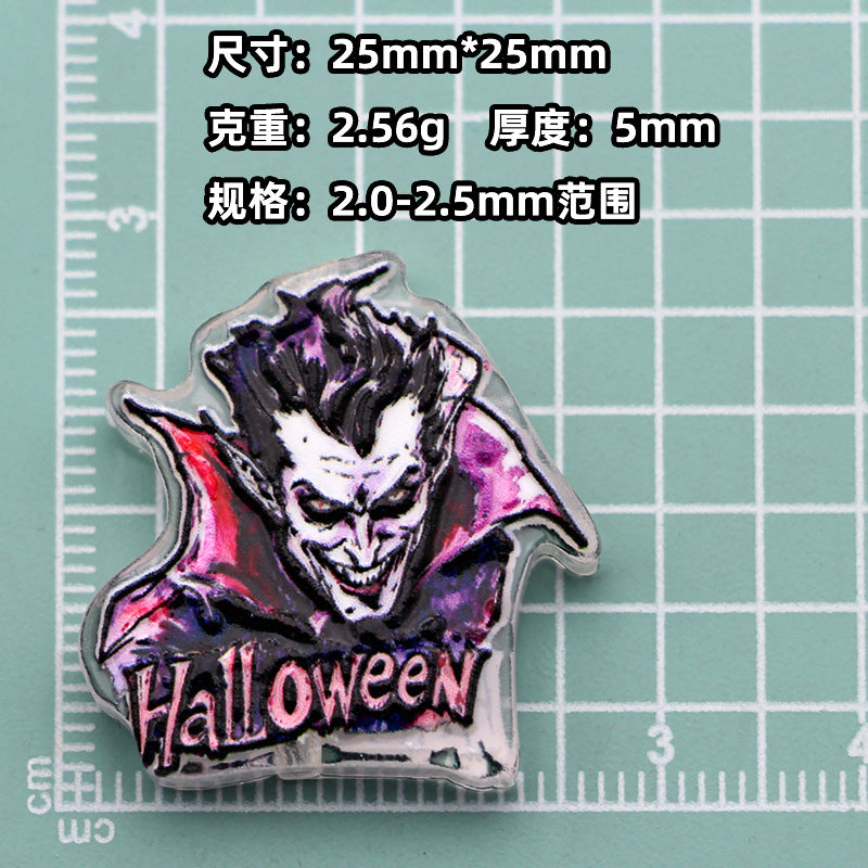 Wholesale  Acrylic Bead Charms Cartoon Pumpkin Ghost  Designs For DIY Jewelry Making And Phone Strap Fashion Gift Accessory