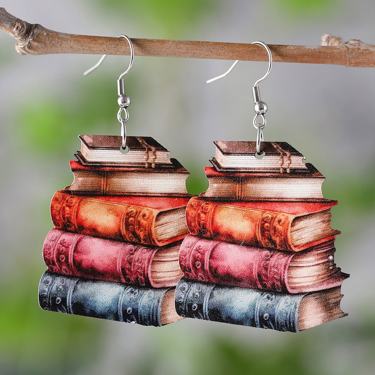 Wholesale 3D love textbook wooden earrings