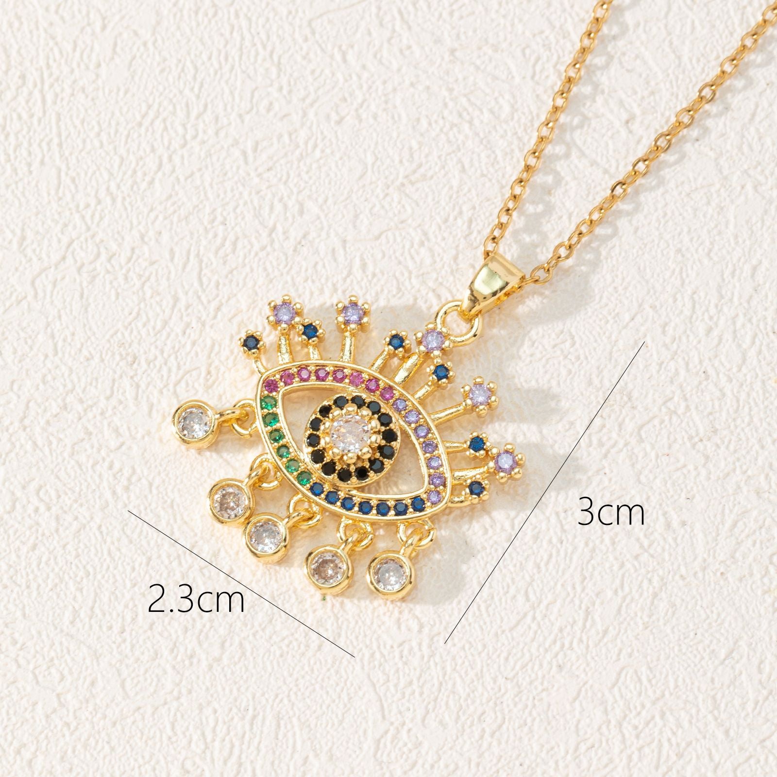 Wholesale Copper Eye Pendant Necklace Bohemian Style Fashion Jewelry Gift