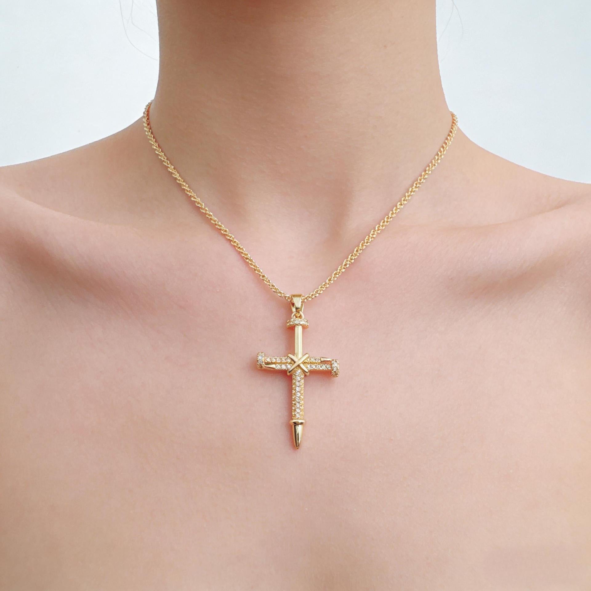 Wholesale Copper Gold Plated Cross Pendant Necklace