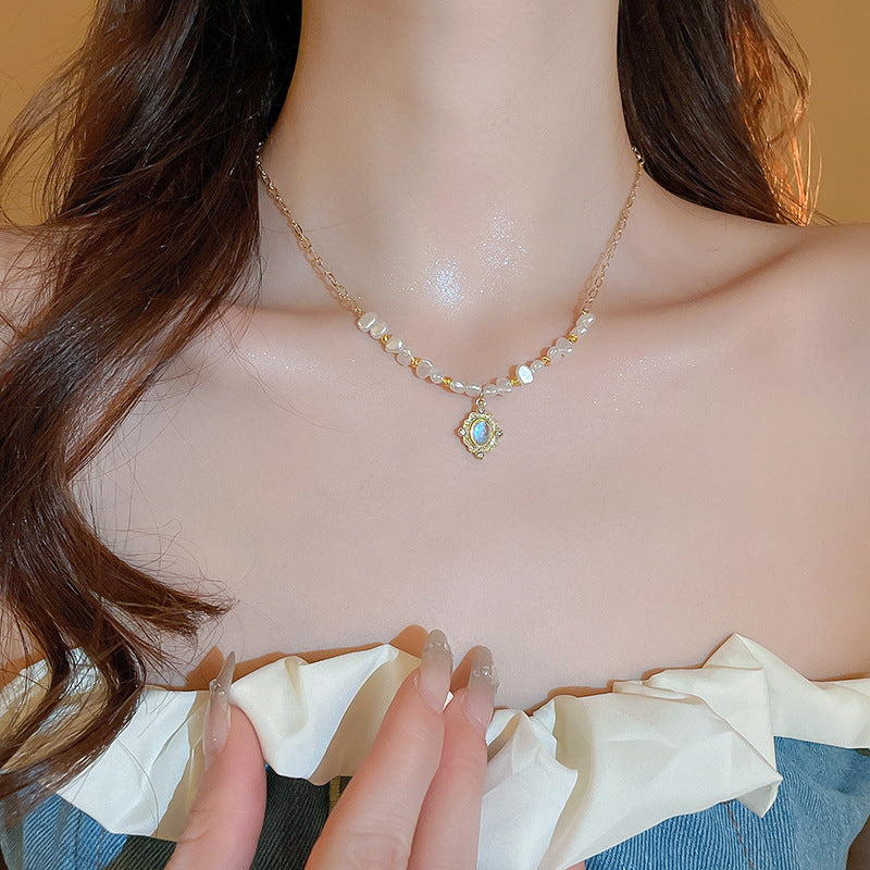 Wholesale Retro Glaze Dream Diamond Irregular Pearl Necklace
