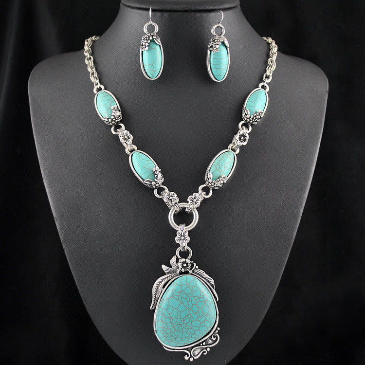 Wholesale Long Ethnic Style Turquoise Beaded Sweater Chain Necklace