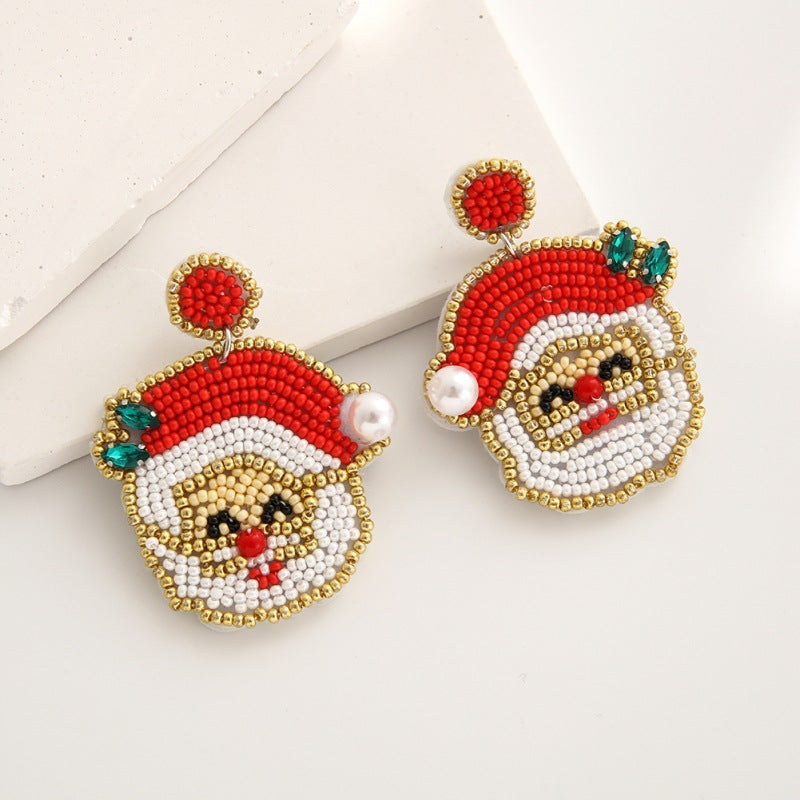 Wholesale Christmas fabric rice bead earrings