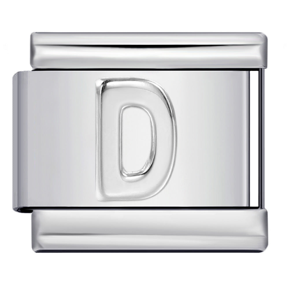 Wholesale  Italian Charm Bracelet 9mm DIY convex 26-letter  Creative Stainless Steel Composable Bracelet