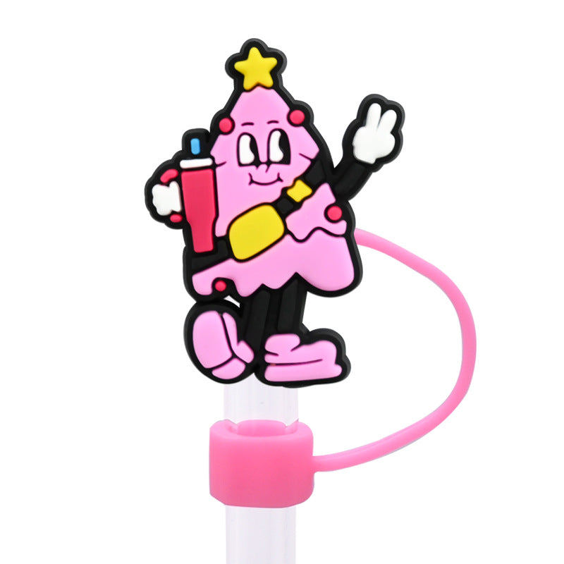 Wholesale Random 100pcs 8/10MM PVC Christmas Soft Straw Tube Cap