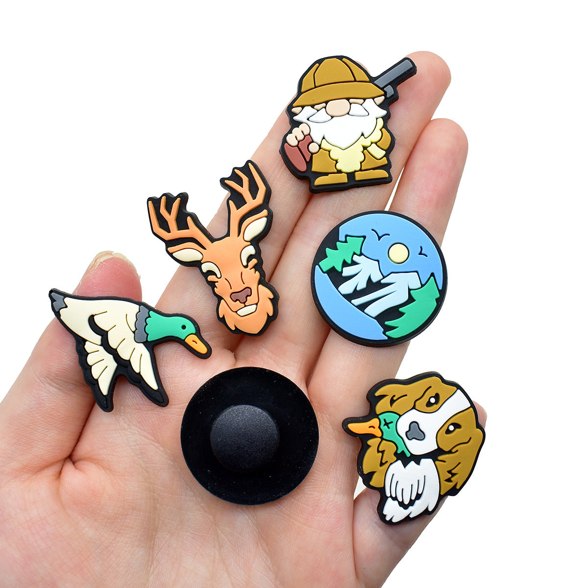 Wholesale Random 100pcs Creative  hunting series   PVC Soft Rubber Shoe Buckle Decoration