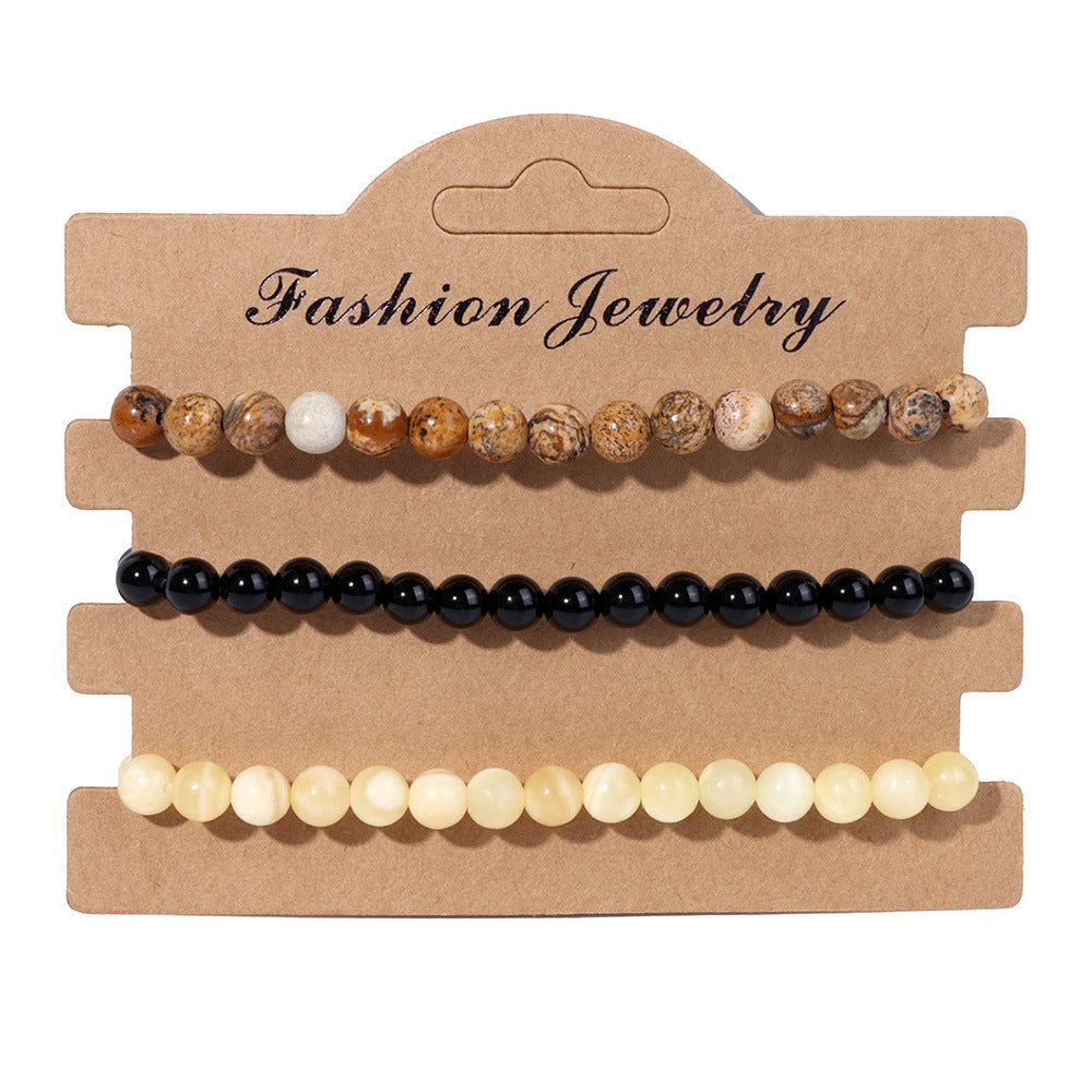 Wholesale 6mm Natural Stone Beads Elastic Bracelet ACC-BT-YinYi012