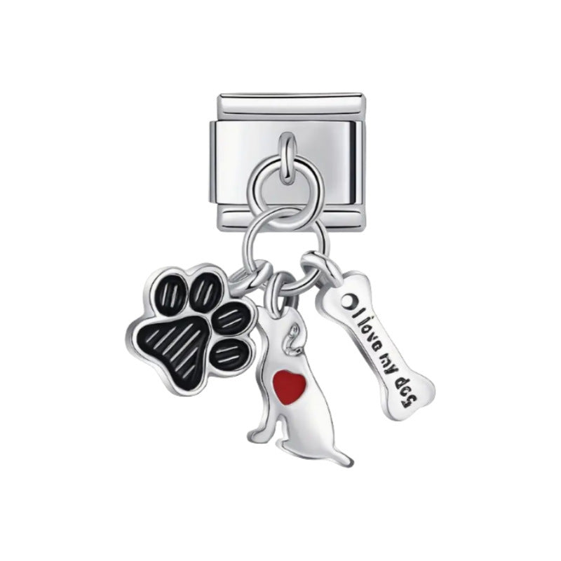 Wholesale Stainless Steel Cute Dog Pendant Charm DIY Modular for Bracelet Making Jewelry Accessory Gift