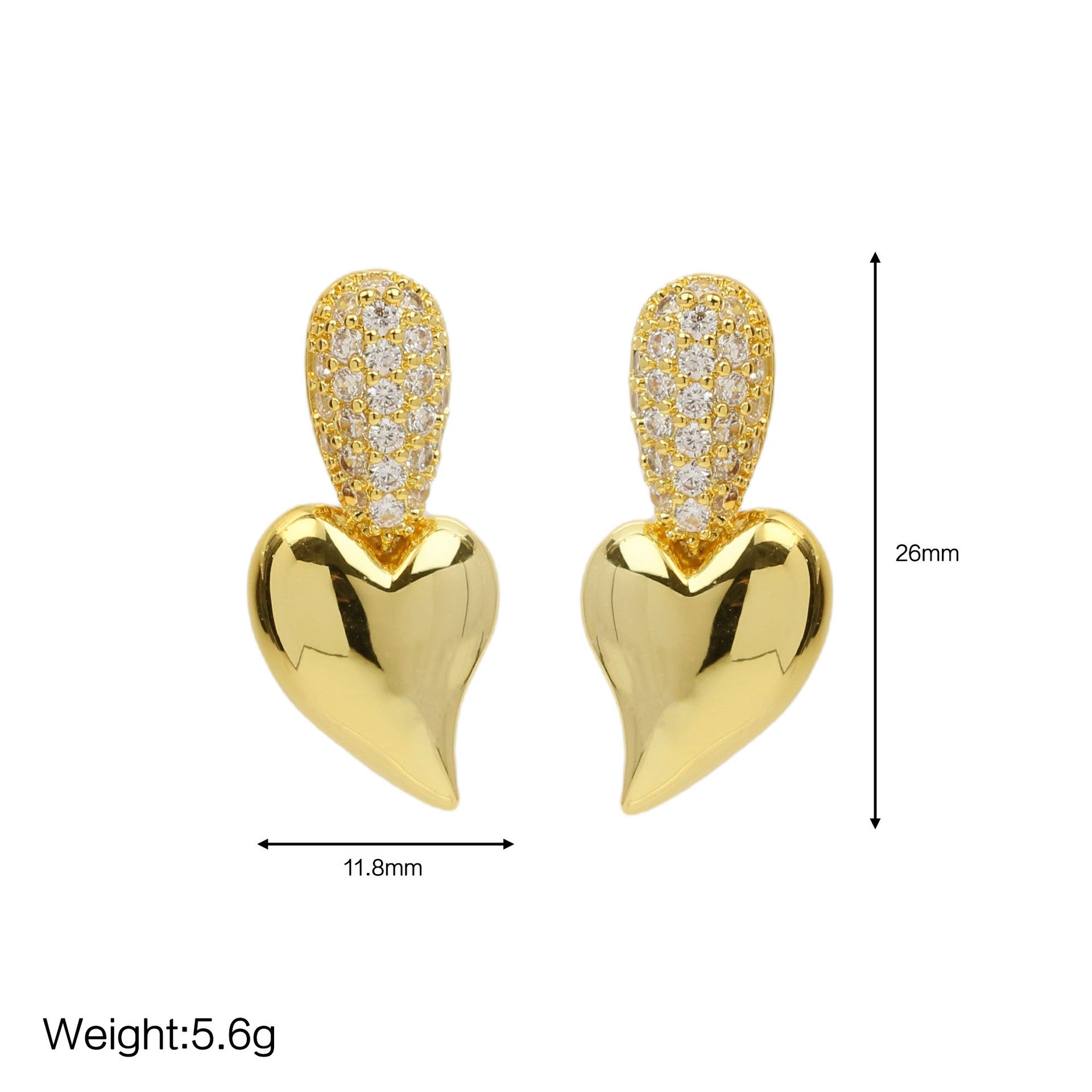 Wholesale  18K gold brass love pendant earrings