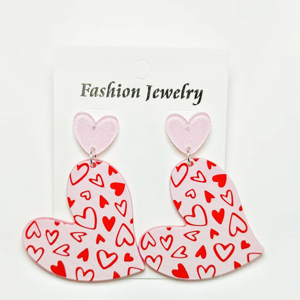 Wholesale Mother's Day Love Letters Heart Shape Acrylic Sheet Earrings ACC-ES-Qiyu008