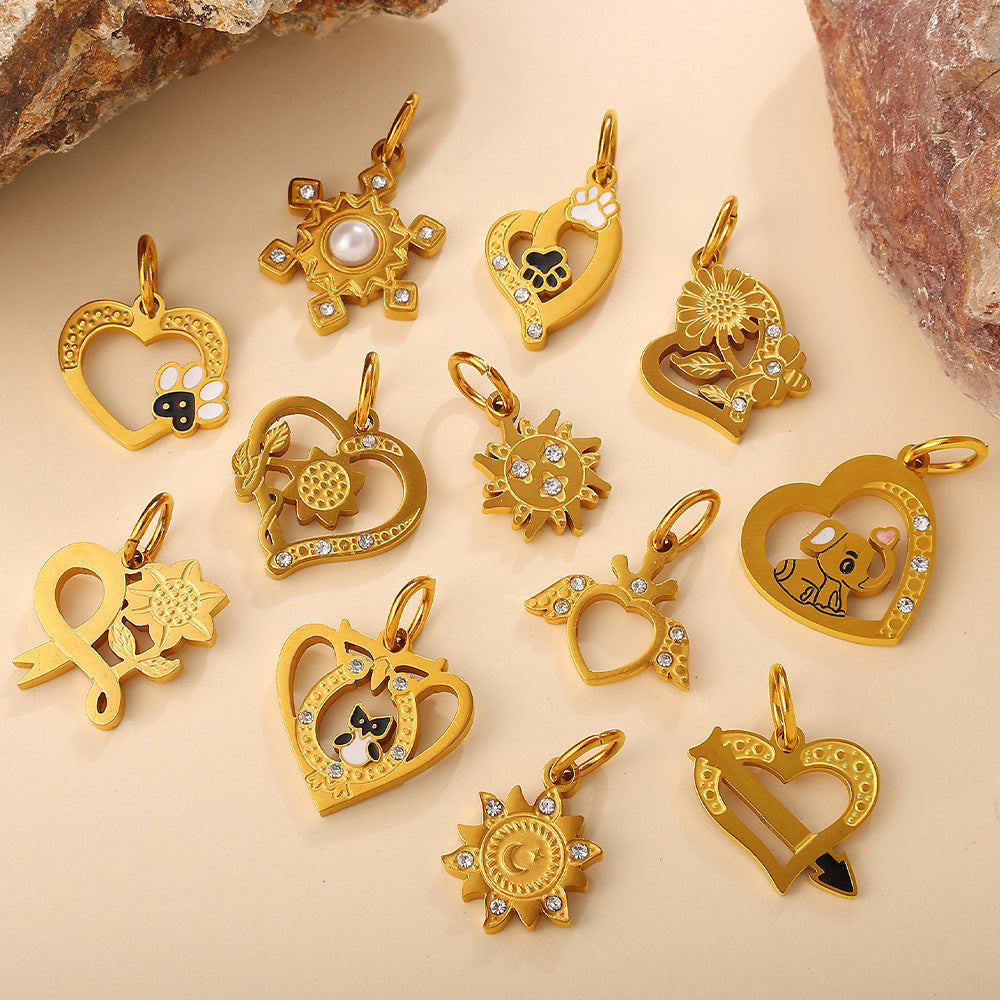 Wholesale Retro Elegant Style DIY Star and Moon Phase Diamond Charms for Jewelry