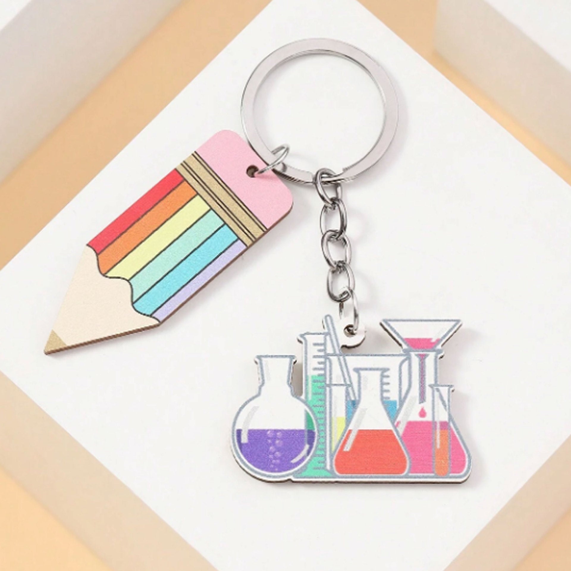 Wholesale Rainbow Acrylic Keychains ACC-KC-Huhe003