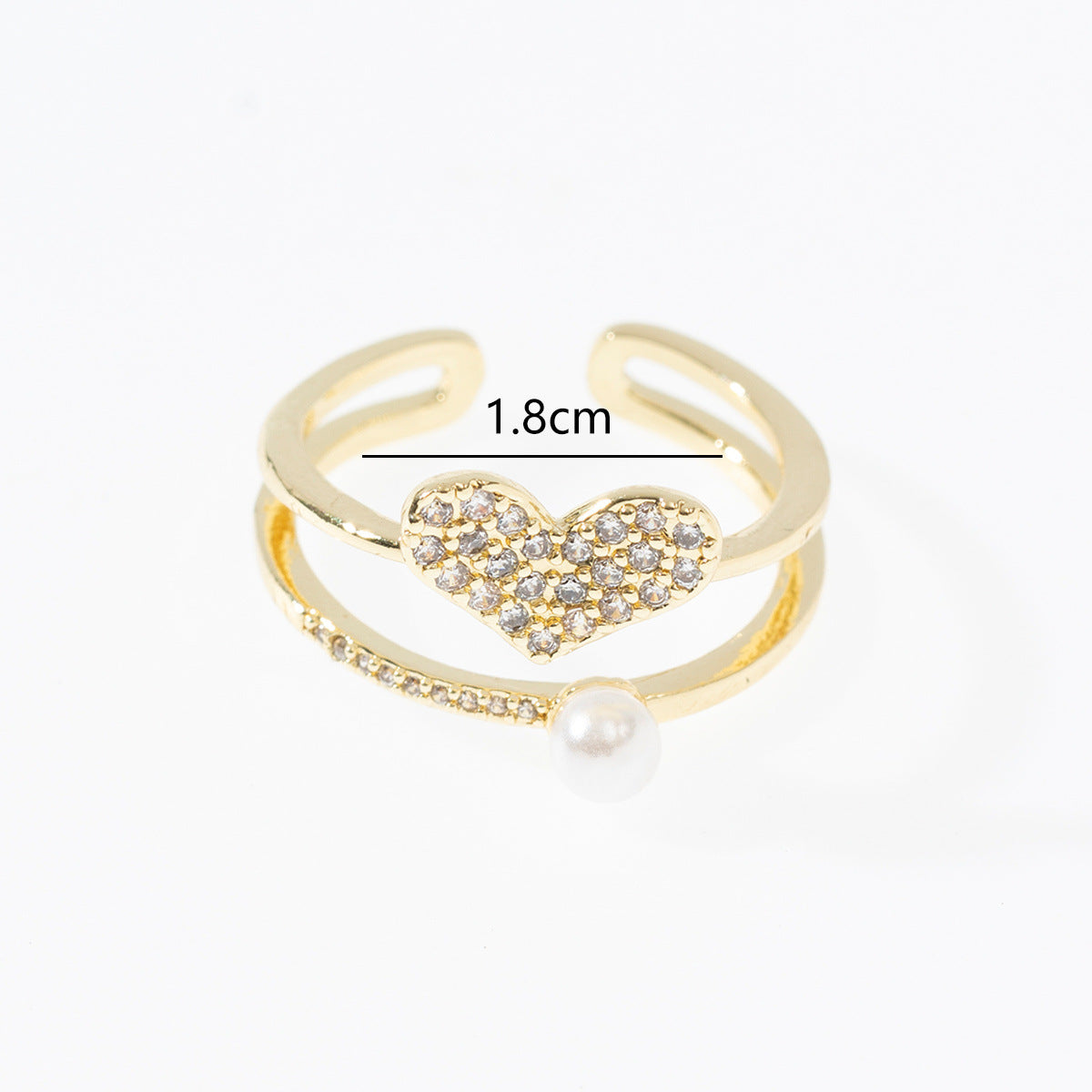 Wholesale  love inlaid pearl copper gold plated diamond ring