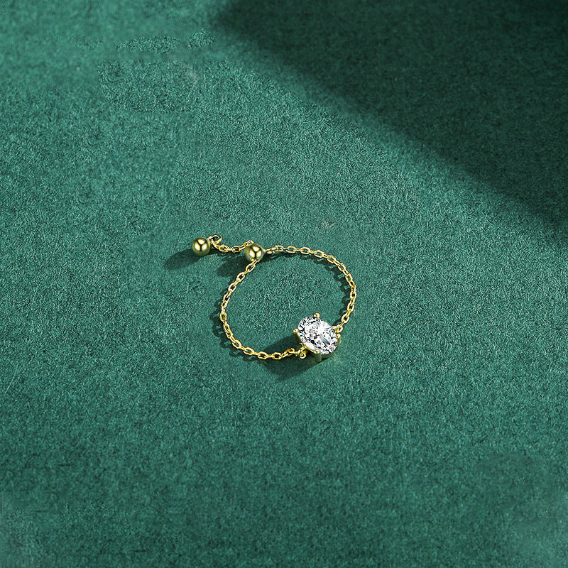 Wholesale s925 silver adjustable denier-shaped simulation diamond ring