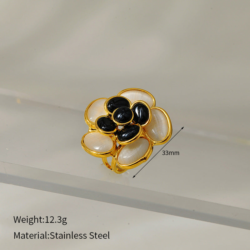 Wholesale Cat' s Eye Stone Dripping Oil Colorful Flower Necklace