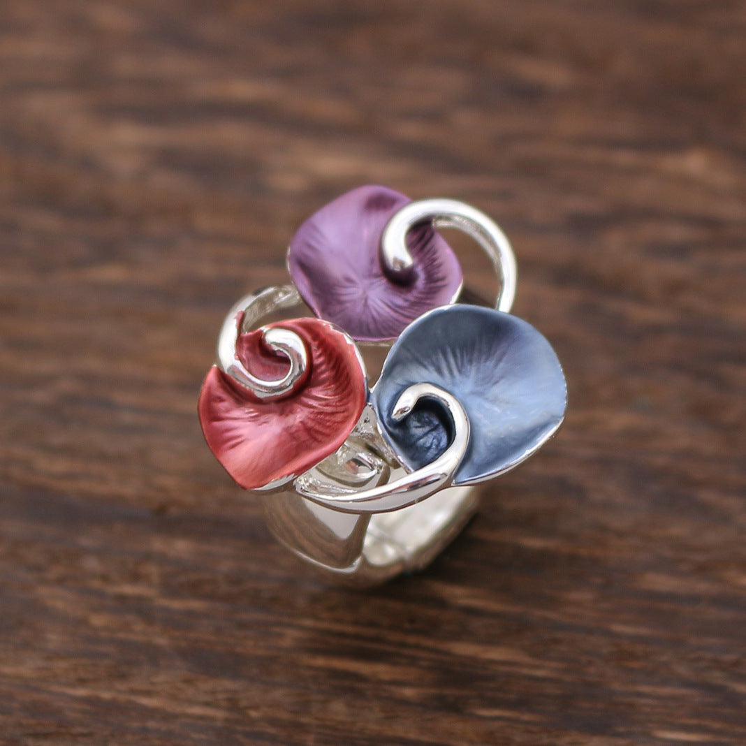 Wholesale Elastic Band Ring Alloy Zinc Diamond Oil Painting Adjustable Rings