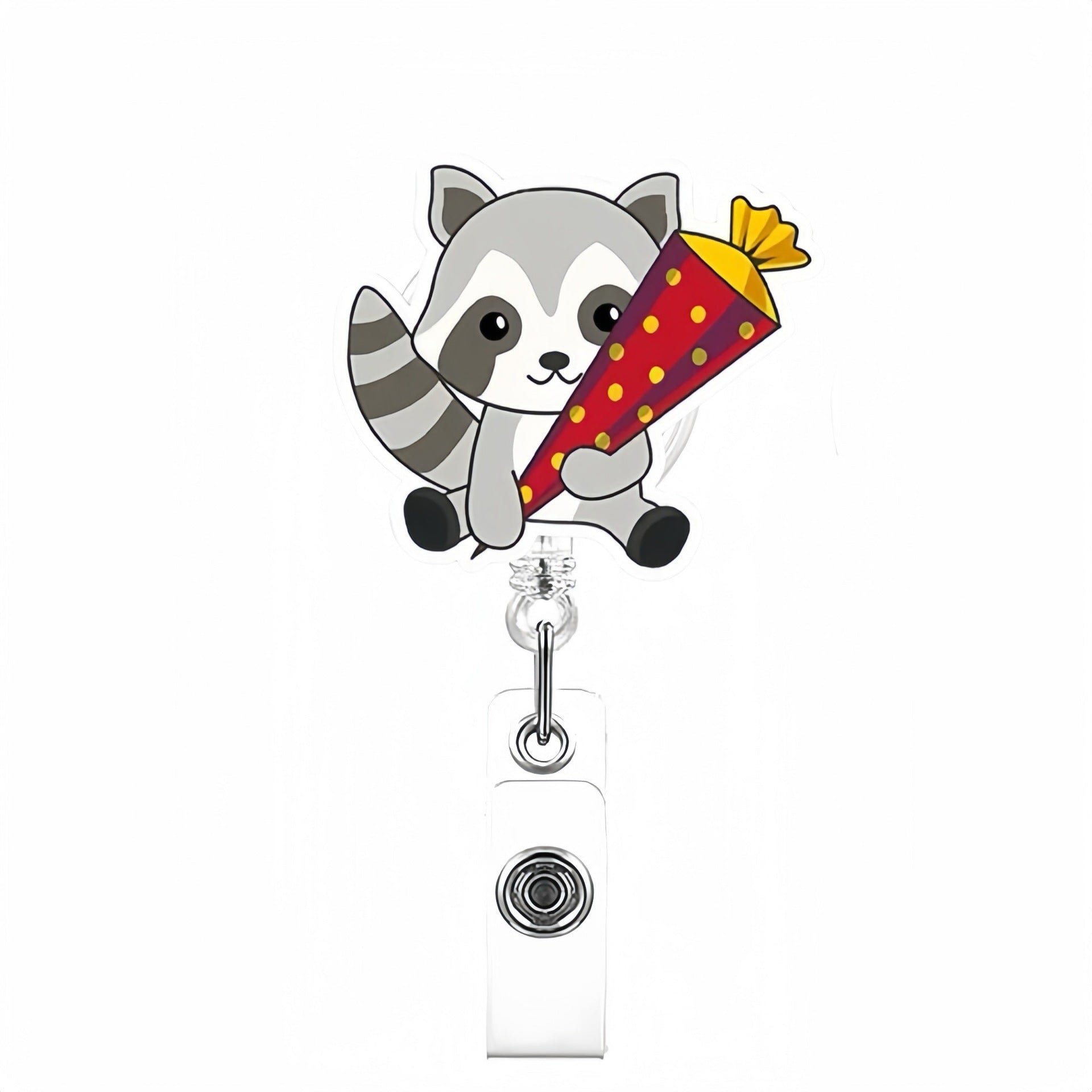 Wholesale Funny Raccoon Badge Reels Keychains