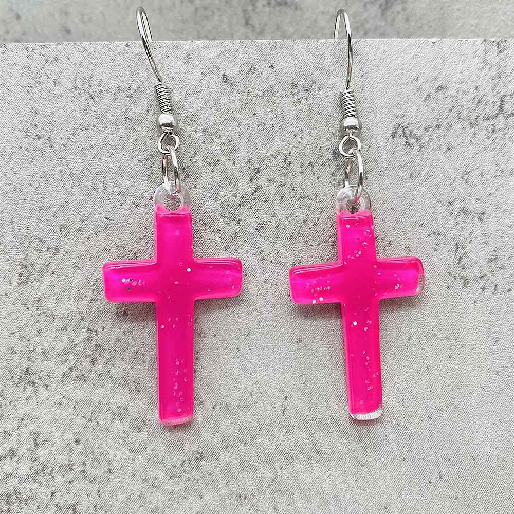 Wholesale Sequin Cross Resin Pendant Earrings ACC-ES-ChenY065