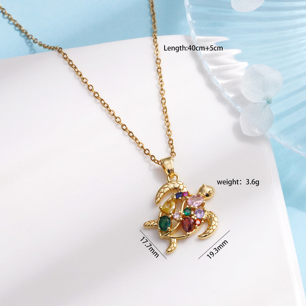 Wholesale  copper gold-plated zircon marine turtle titanium steel necklace