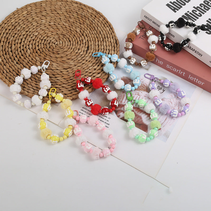 Wholesale creative letter beaded keychain