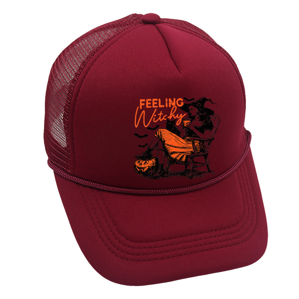 Wholesale Trucker Hat Halloween Pumpkin Witch Baseball Cap Printed Mesh Cap ACC-HT-HaiPu014