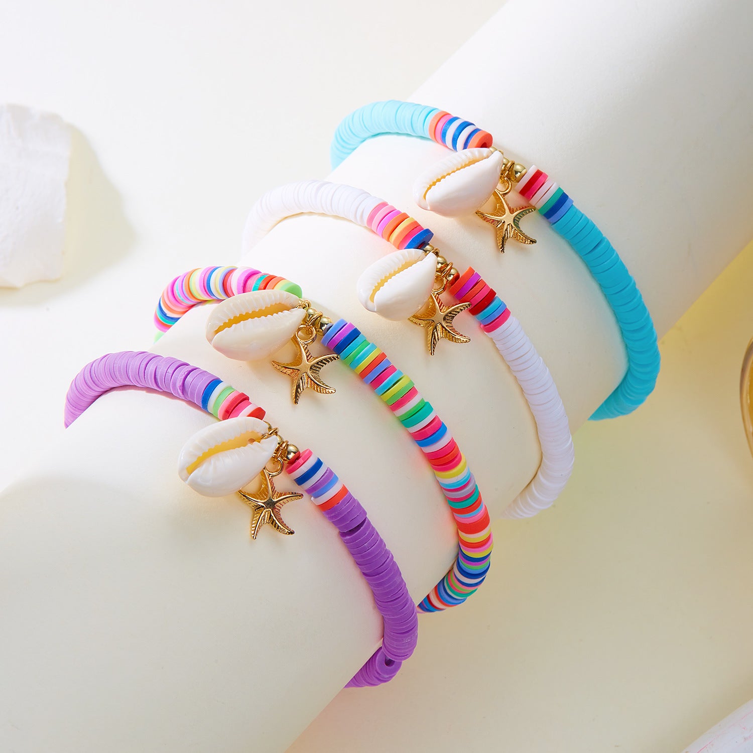 Wholesale Summer Beach Series  Starfish Shell Soft Pottery Anklets