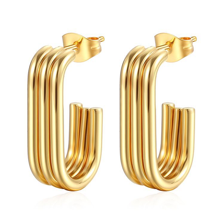 Wholesale Oval Multi-layer 18K Stainless Steel Earrings ACC-ES-MuShan037