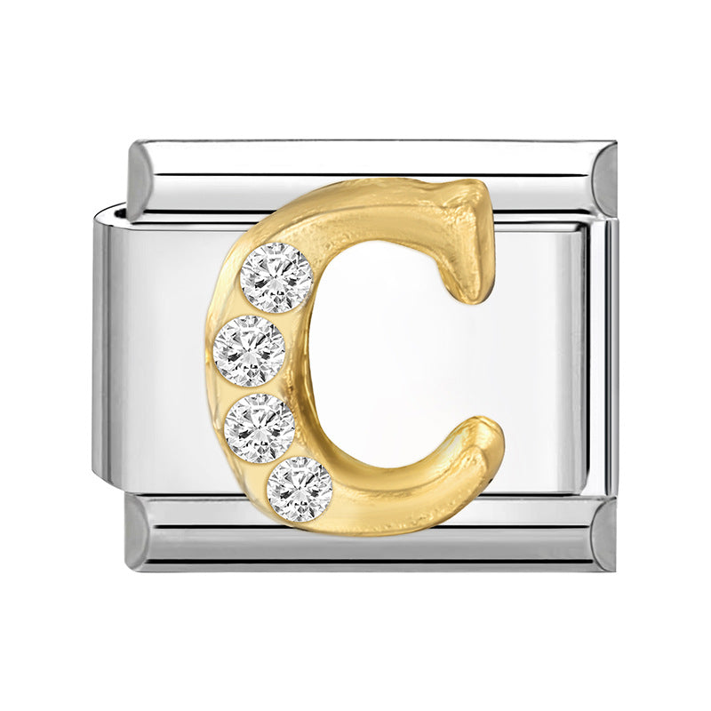 Wholesale 9mm Italian Charm Starter Bracelets DIY Letter Series Stainless Steel Composable Bracelet