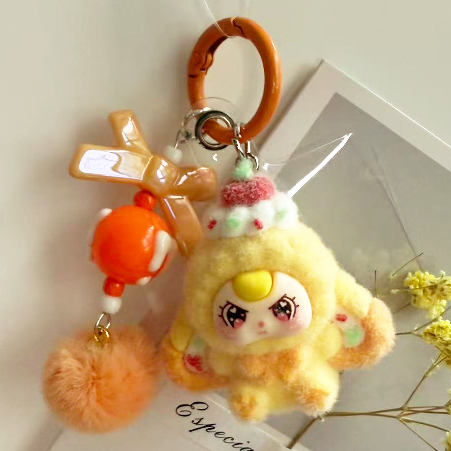 Wholesale Cute resin flocked keychain ACC VIP