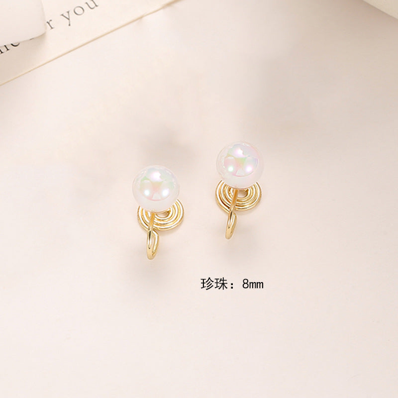 Wholesale pearl retro round shiny ear hooks earrings