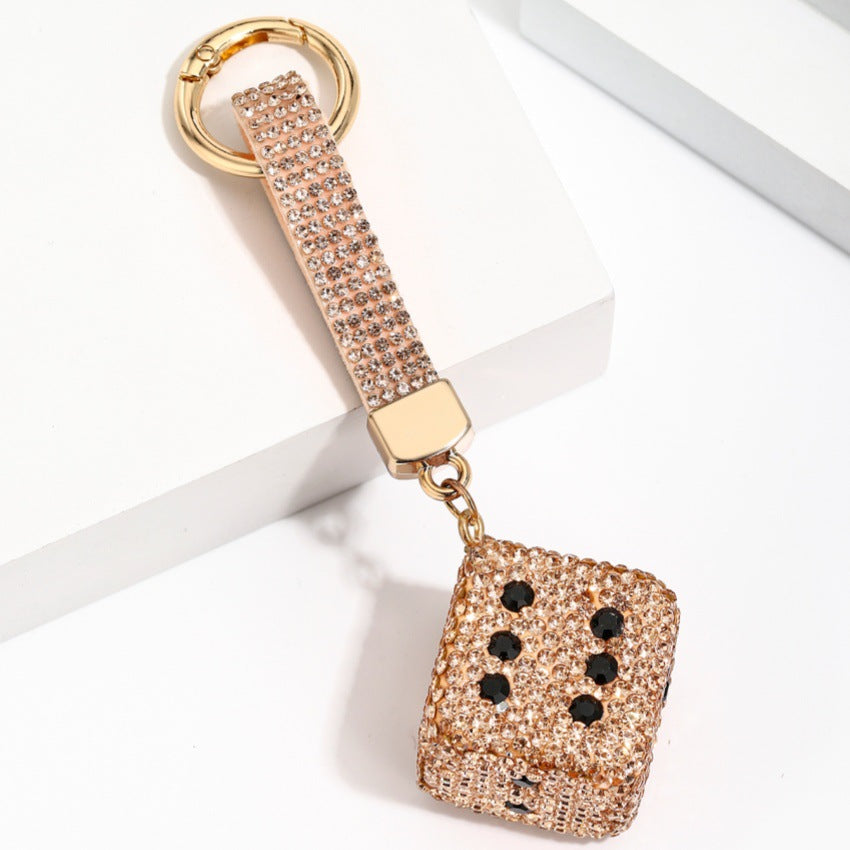 Wholesale Trendy Blue Resin Dice Keychain Pendant Chic Square Jeweled Charm For Bag Or Car Keys Boutique Gift Accessory