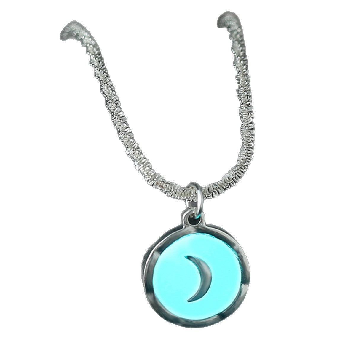 Wholesale Silver creative  moon oil drop luminous glowing blingbling cauliflower necklace