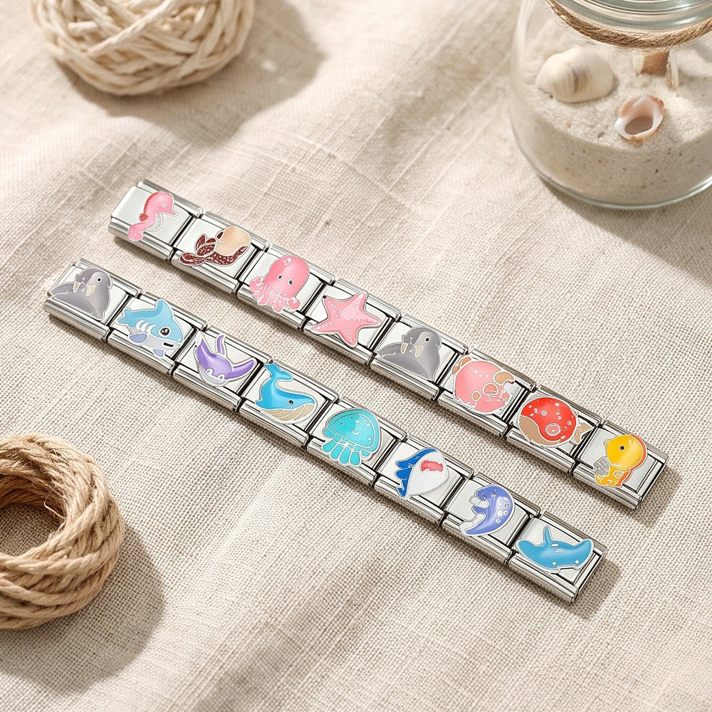 Wholesale Ocean Animal Themed Stainless Steel DIY Charm Bracelet,  Fashion Accessory Gift