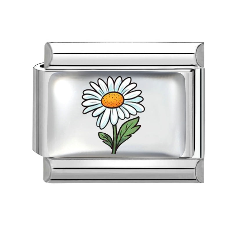 Wholesale Stainless Steel Electroplated DIY Bracelet Charm Month Flower Module for Everyday Wear Jewelry Accessory